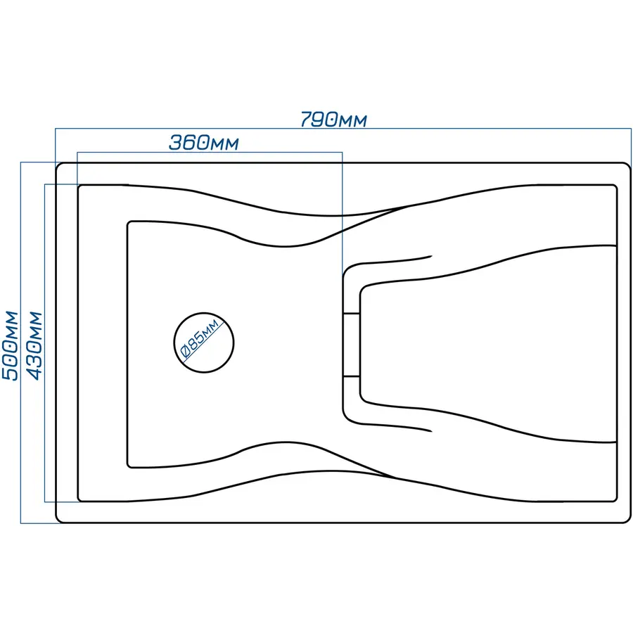 Гранітна кухонна мийка Valetti 54N 500x790 мм