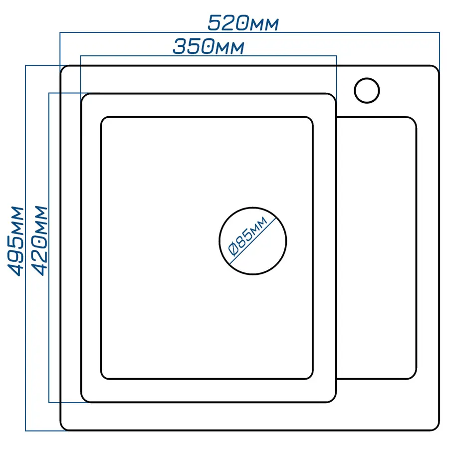 Гранітна кухонна мийка Valetti 69R 4995x520 мм