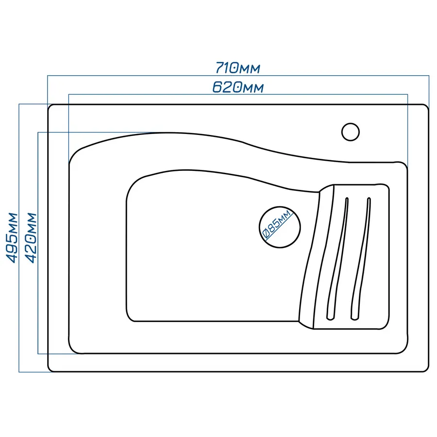 Гранітна кухонна мийка Valeti 70S 4995 x710 мм