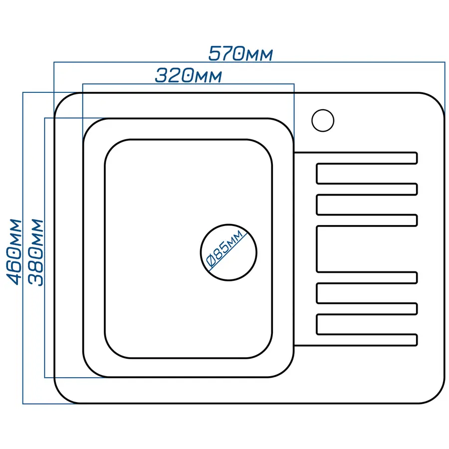 Гранітна кухонна мийка EcoLine 9R 570x460мм