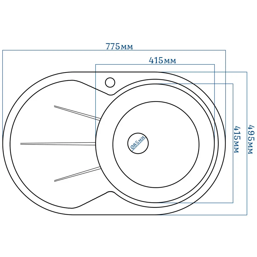 Гранітна кухонна мийка EcoLine 18L 775x495мм Терра