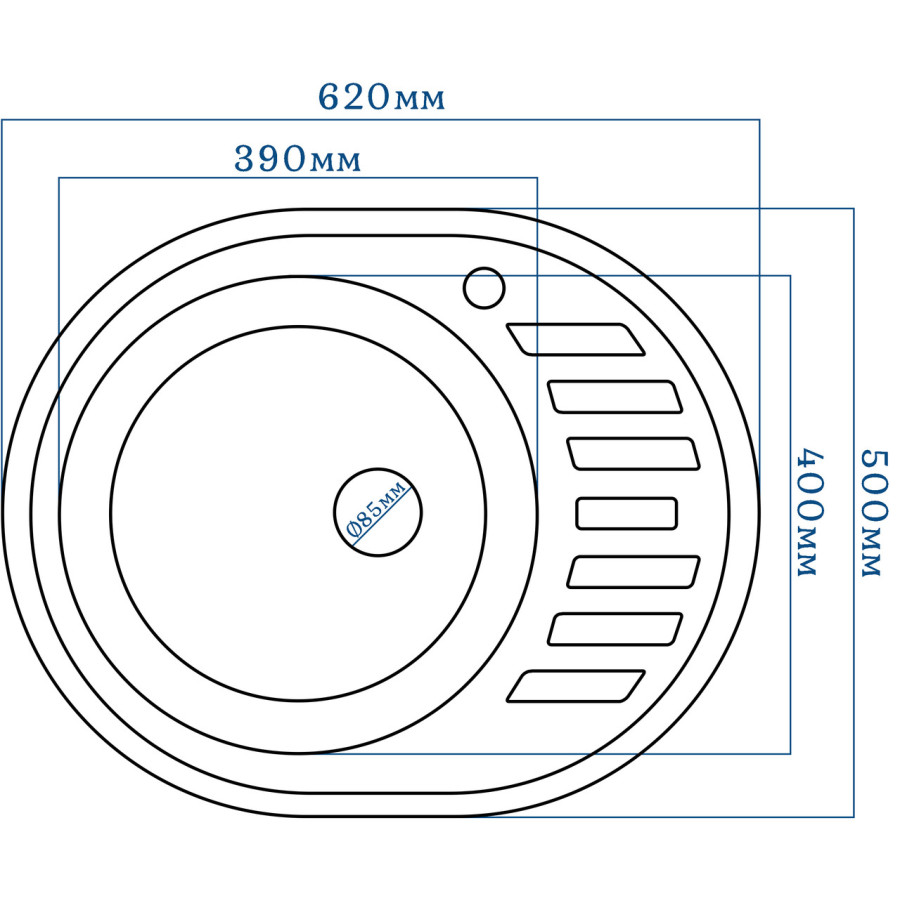 Гранітна кухонна мийка EcoLine 23R 610x500мм Терра