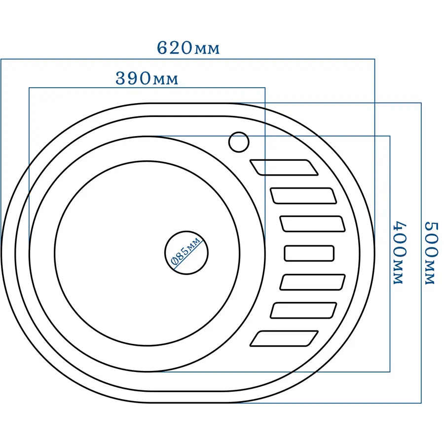 Гранітна кухонна мийка EcoLine 23R 610x500мм Терра