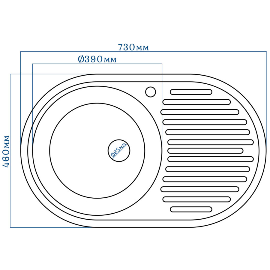 Гранітна кухонна мийка EcoLine 42R 730х460мм Терра