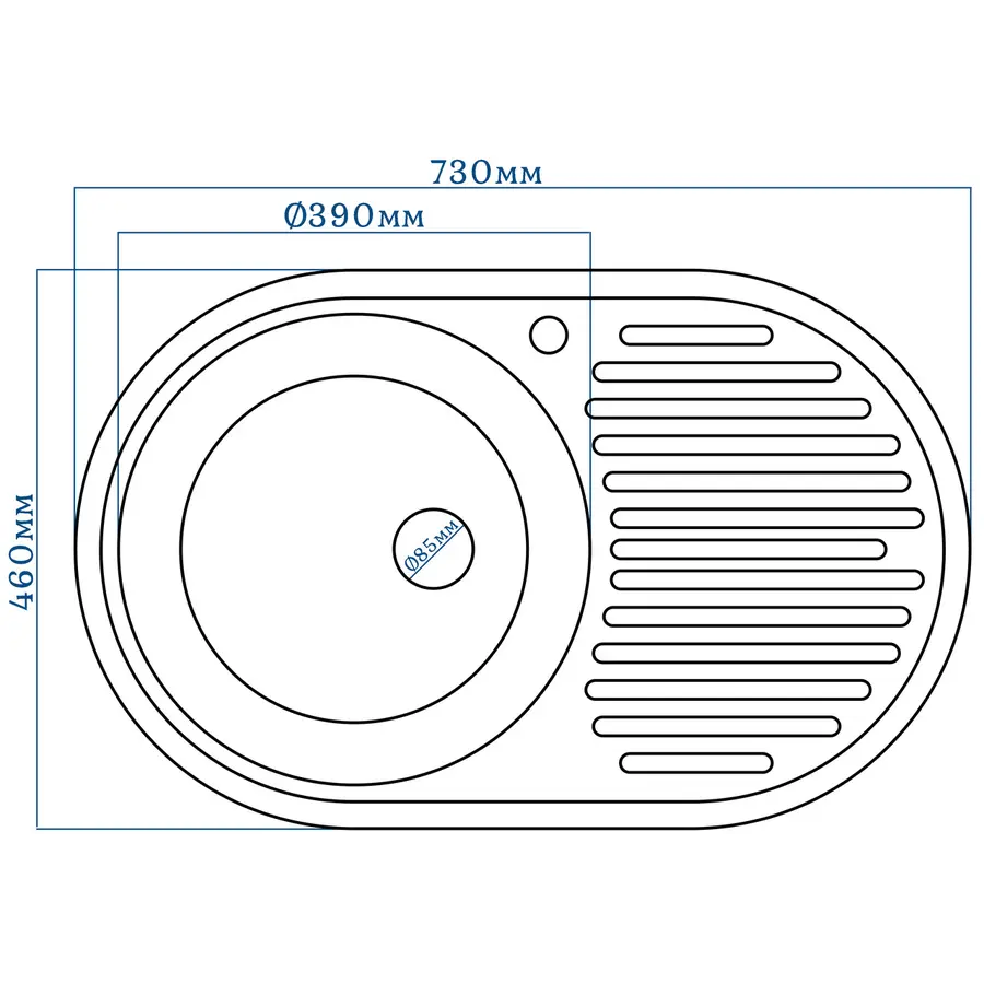 Гранітна кухонна мийка EcoLine 42R 730х460мм Терра