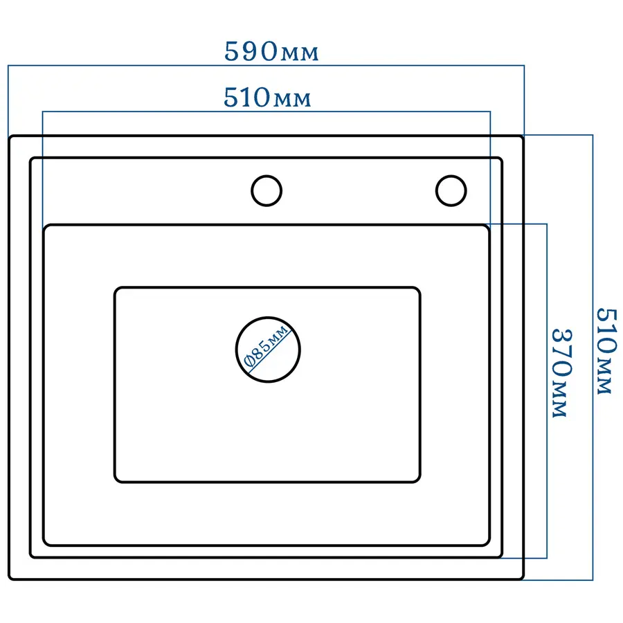 Гранітна кухонна мийка Valetti 49R 510х590 мм