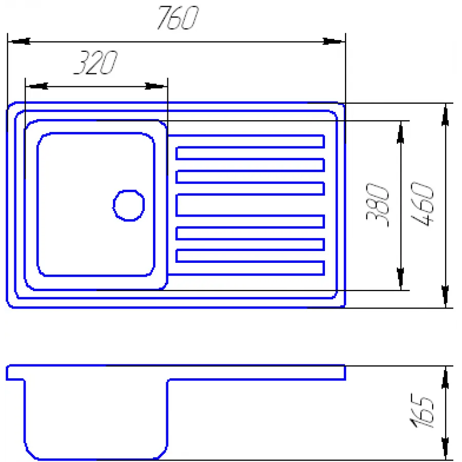 Гранитная кухонная мойка Valetti Standart модель №17 бежевая 76 * 46
