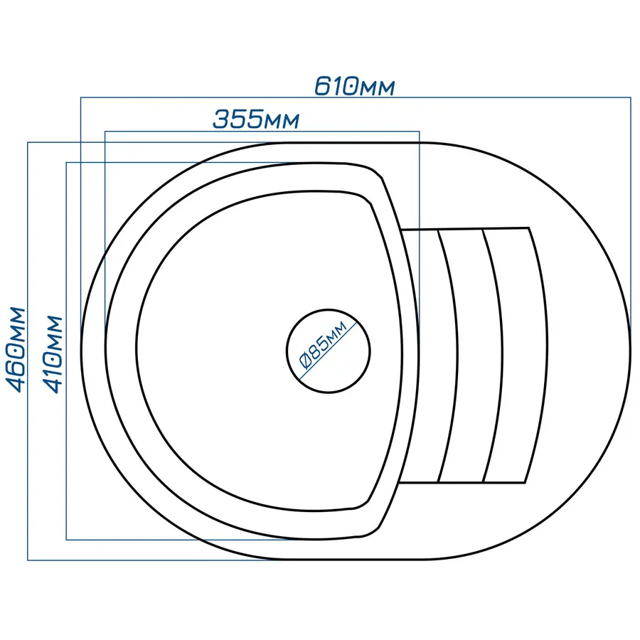 Кухонна гранітна мийка Valetti Europe модель №32 біла 61*46