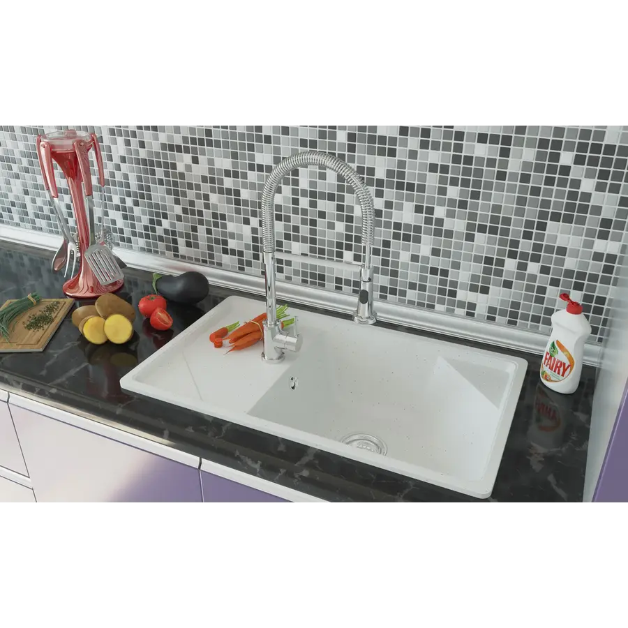 Гранитная кухонная мойка Valetti Europe модель №58 белая 78 * 46