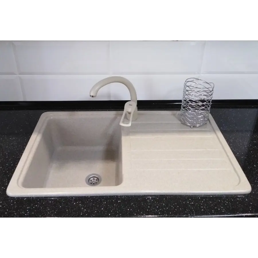 Гранитная кухонная мойка Valetti Standart модель №17 бежевая 76 * 46