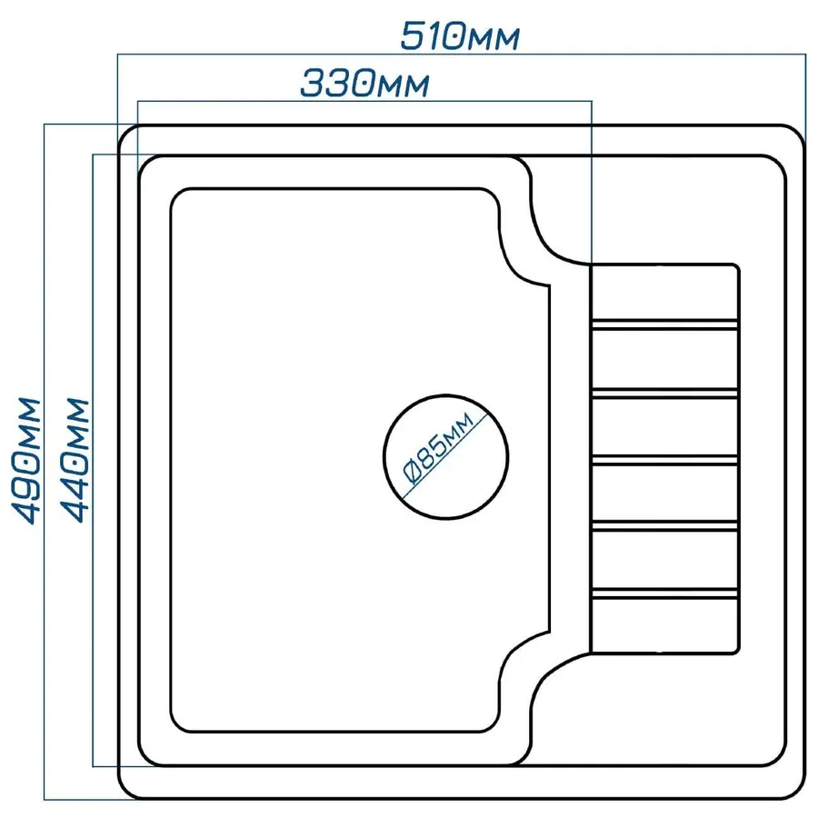 Гранитная кухонная мойка Valetti Europe модель №71 прямоугольной формы. Цвет черный.