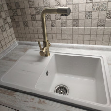 Гранітна кухонна мийка Valetti Europe модель №63 біла 71*44