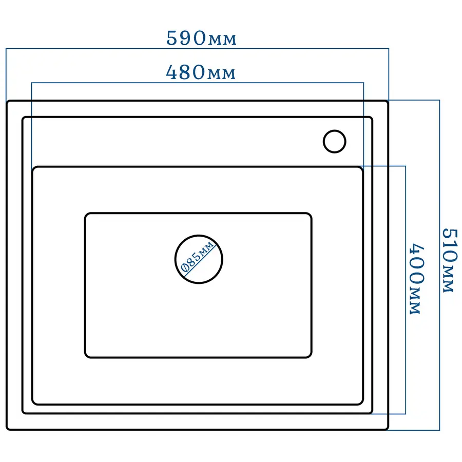 Гранітна кухонна мийка Valetti 49R 510х590 мм