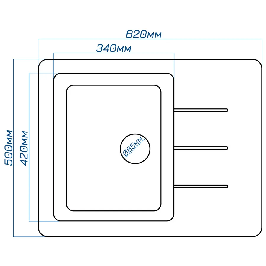 Гранітна кухонна мийка EcoLine 28N 620x500мм Терра
