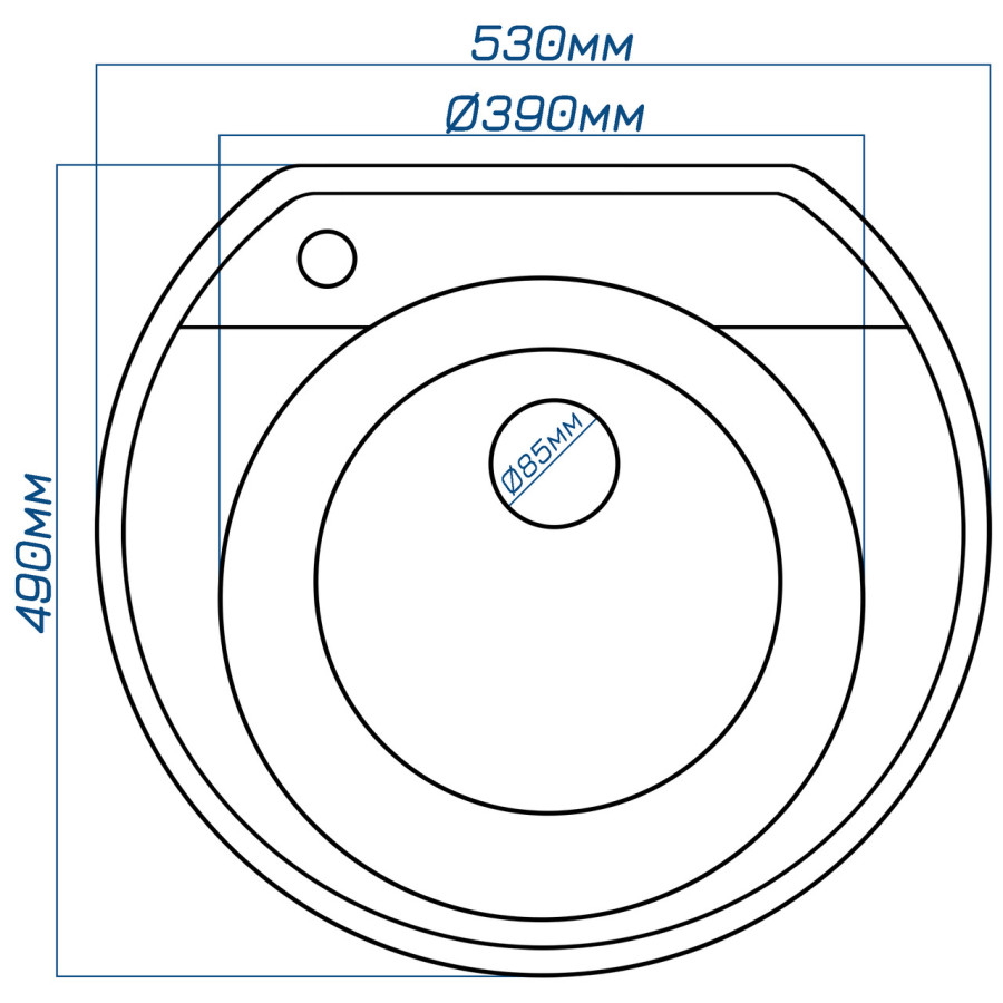 Гранітна кухонна мийка EcoLine 31L 530x490мм Сірий