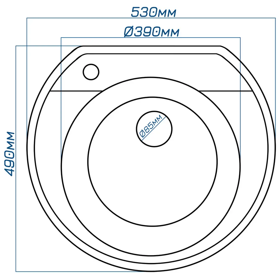 Гранітна кухонна мийка EcoLine 31L 530x490мм Сірий