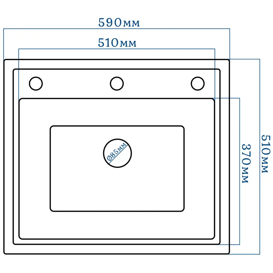 Гранітна кухонна мийка Valeti 49R 510x590 мм