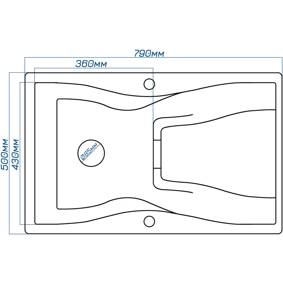 Гранітна кухонна мийка Valetti 54D 500x790 мм