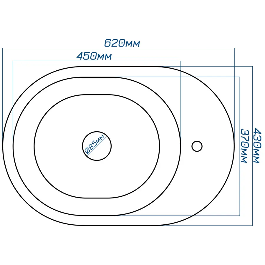 Гранітна кухонна мийка Valetti 62L 430х620 мм