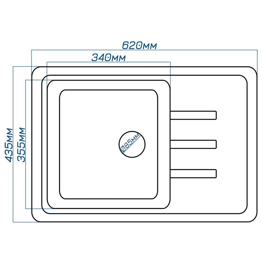 Кухонна гранитная мойка Valetti Europe модель №35 62 * 44 бежевая