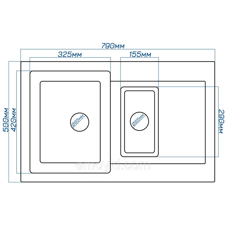 Гранітна мийка Valetti Europe модель №34 сіра 79*50