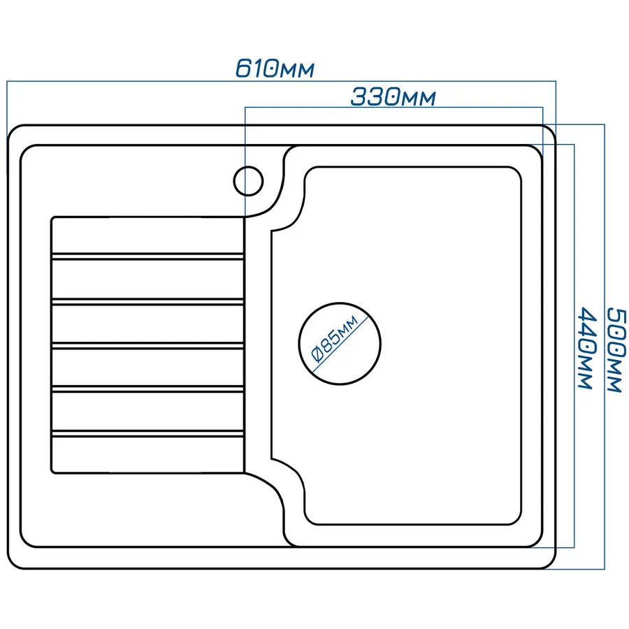 Гранітна кухонна мийка Valetti 12L 610x500 мм Бежевий