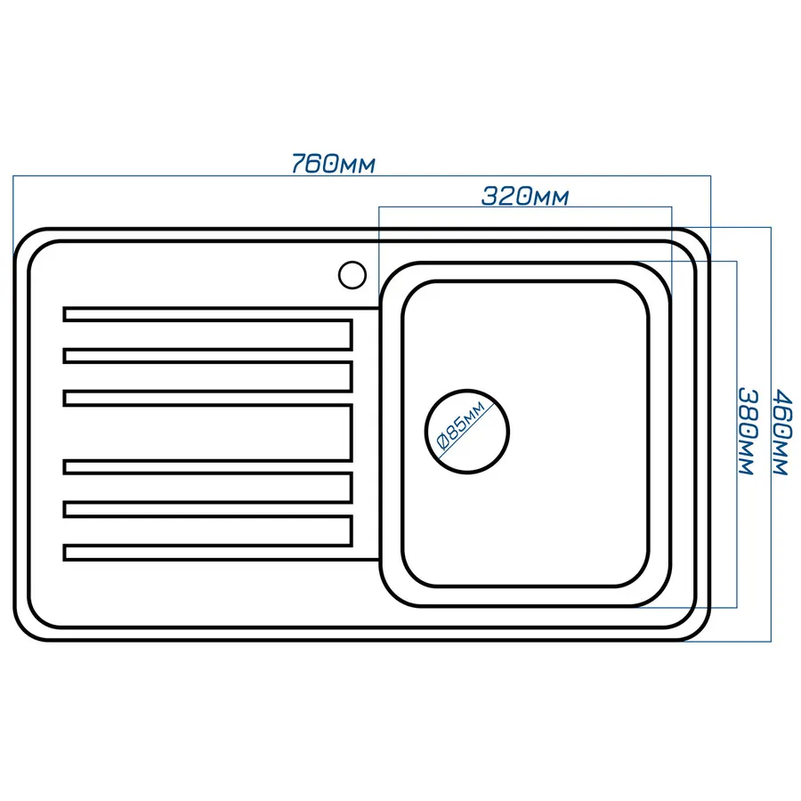 Гранітна кухонна мийка Valetti 17L 760x460 мм Бежевий