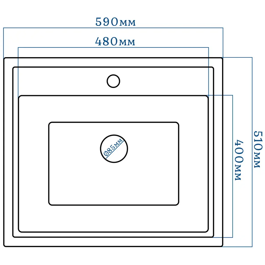 Гранітна кухонна мийка Valetti 49C 510х590 мм