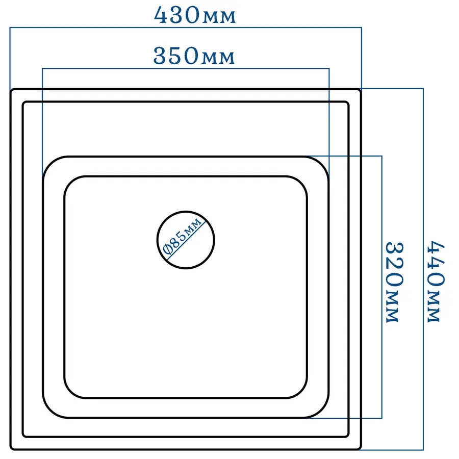 Гранітна кухонна мийка EcoLine 1N 440х430 мм