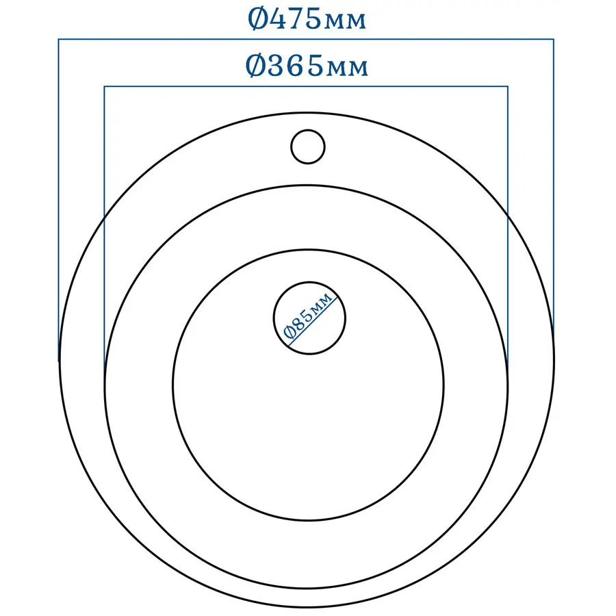 Гранітна кухонна мийка EcoLine 2S 475 мм