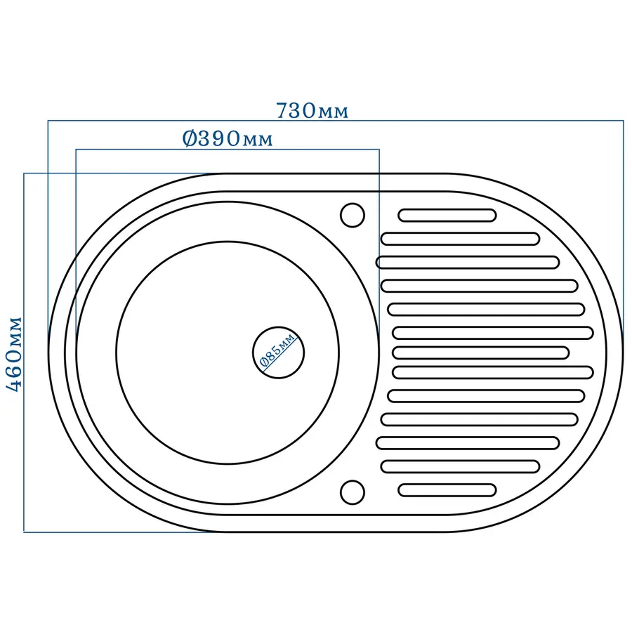 Гранітна кухонна мийка EcoLine 42D 730х460мм Сірий