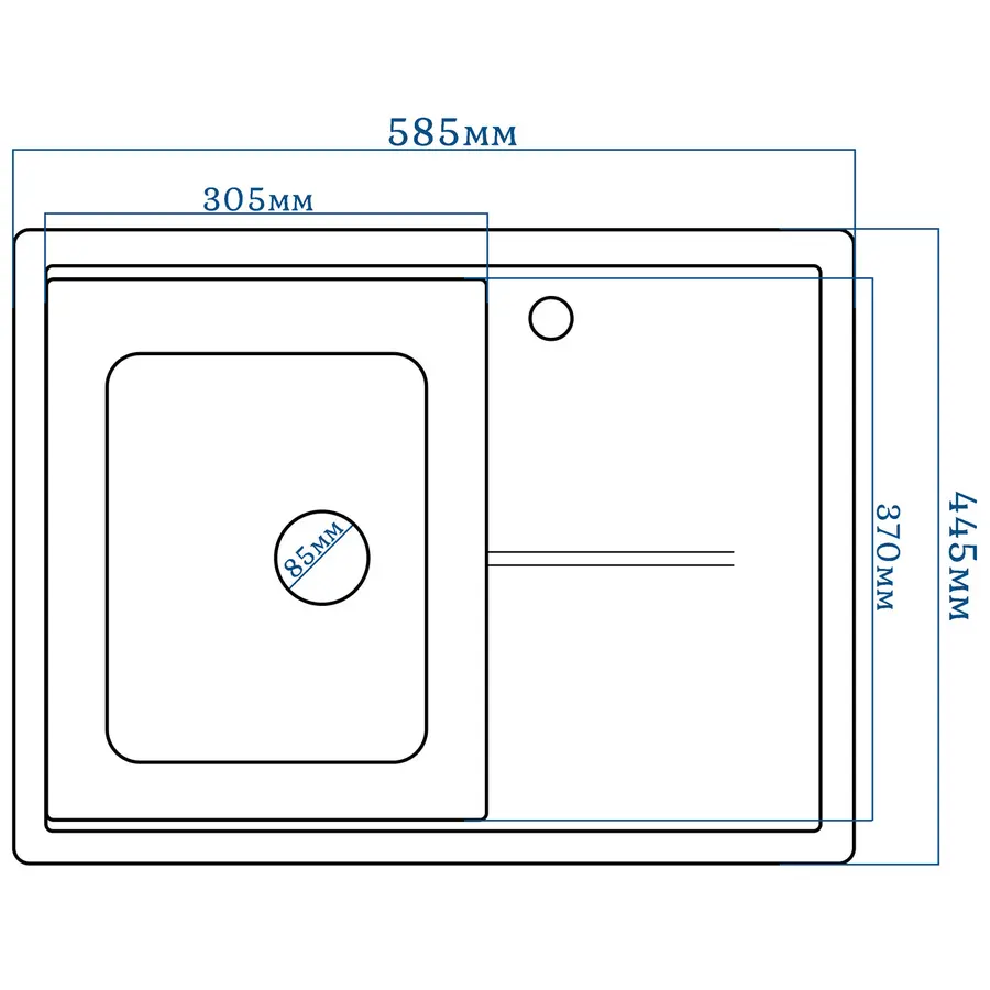 Гранітна кухонна мийка EcoLine 75R 585х445мм Терра