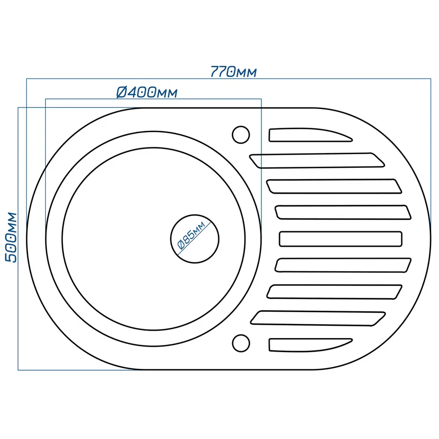 Гранітна кухонна мийка Valetti 27D 500х770 мм