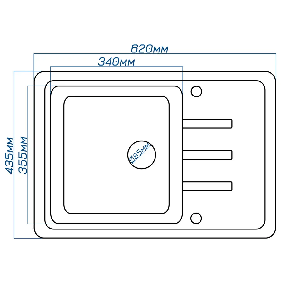 Гранітна кухонна мийка Valetti 35D 435х620 мм