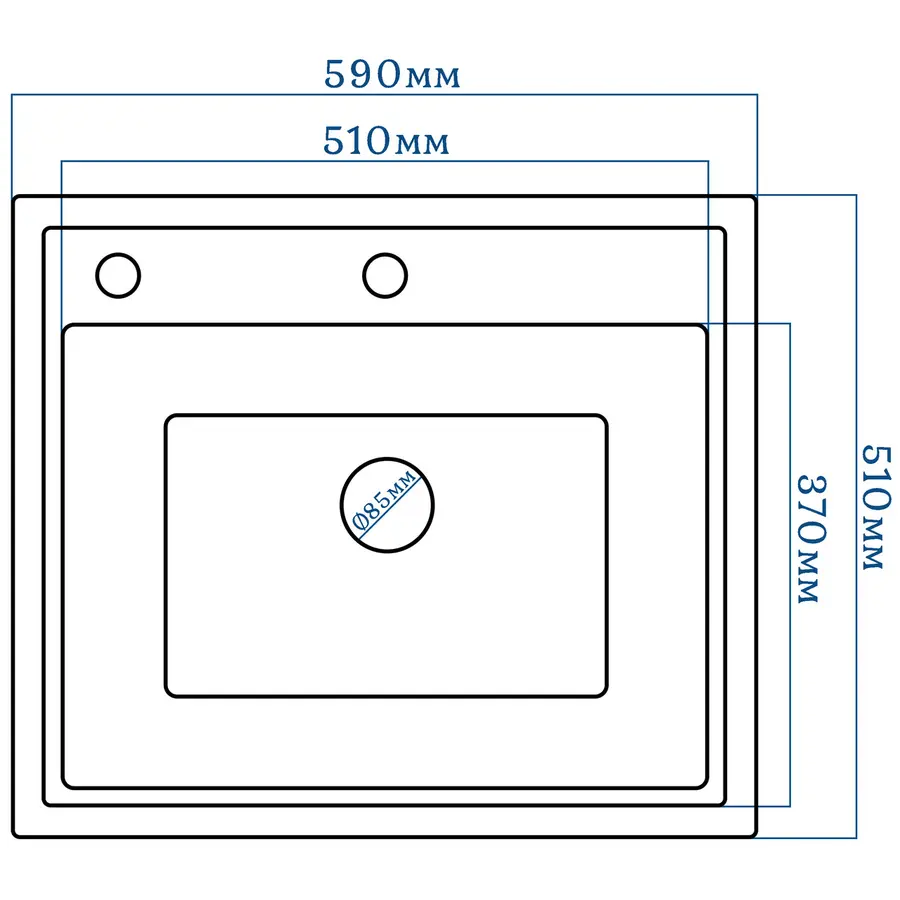 Гранітна кухонна мийка Valetti 49CL 510х590 мм