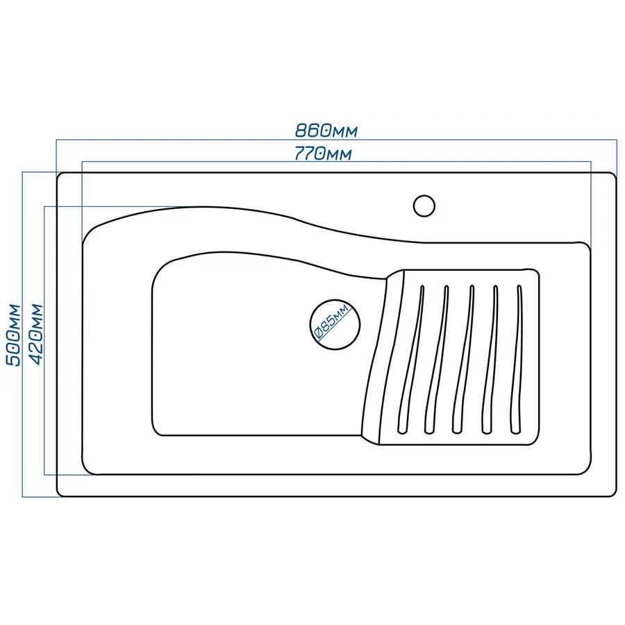 Гранітна кухонна мийка Valetti Europe модель №22 сіра 86*50