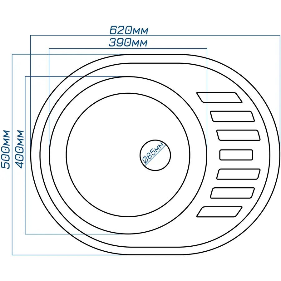 Гранитная кухонная мойка Valetti EcoLine модель №23 терра 62 * 50