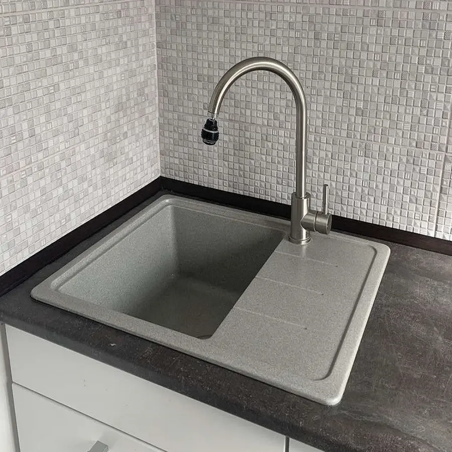 Гранитная кухонная мойка Valetti EcoLine модель №28 ​​серая 62 * 50