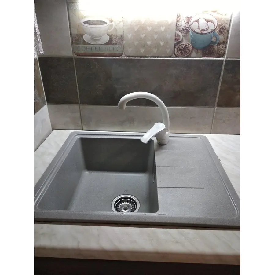 Гранитная кухонная мойка Valetti EcoLine модель №28 ​​серая 62 * 50