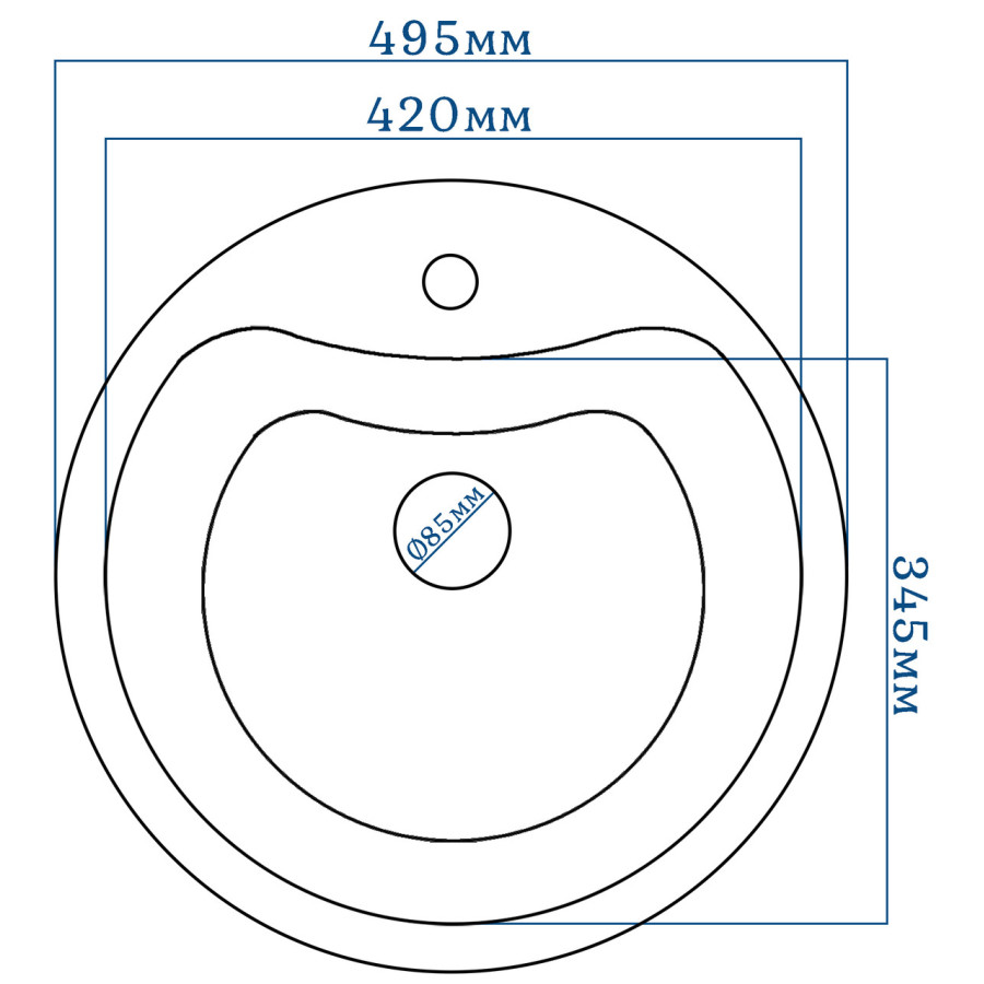 Гранитная кухонная раковина Valetti Euro модель №3 круглая 495