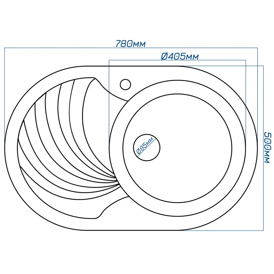 Гранітна кухонна мийка Valetti 33L 500х780 мм