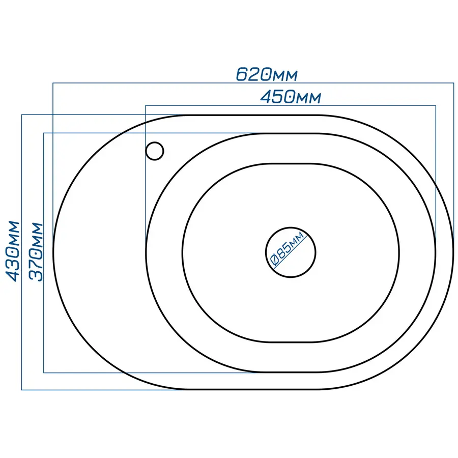 Гранітна кухонна мийка Valetti 62L 430х620 мм