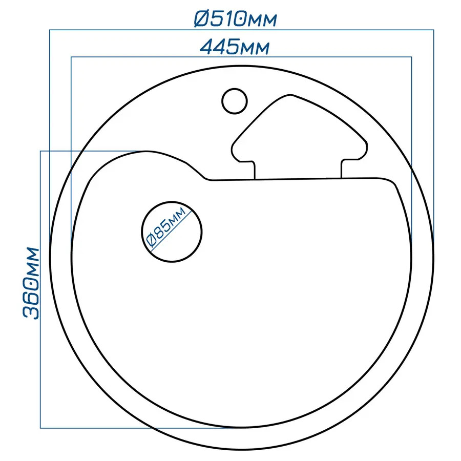 Гранітна кухонна мийка Valetti 68S 510 мм