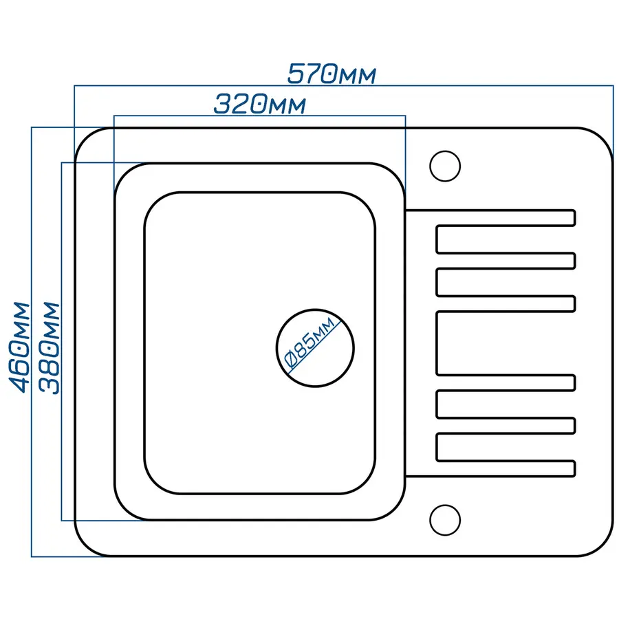 Гранітна кухонна мийка EcoLine 9D 570x460мм