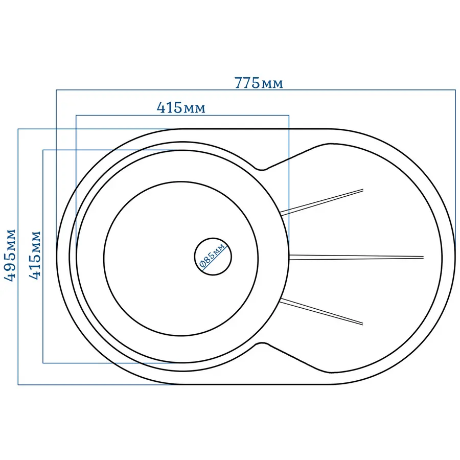 Гранітна кухонна мийка EcoLine 18N 775x495мм Терра