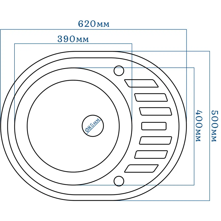 Гранітна кухонна мийка EcoLine 23D 610x500мм Терра