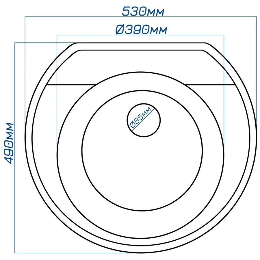 Гранітна кухонна мийка EcoLine 31N 530x490мм