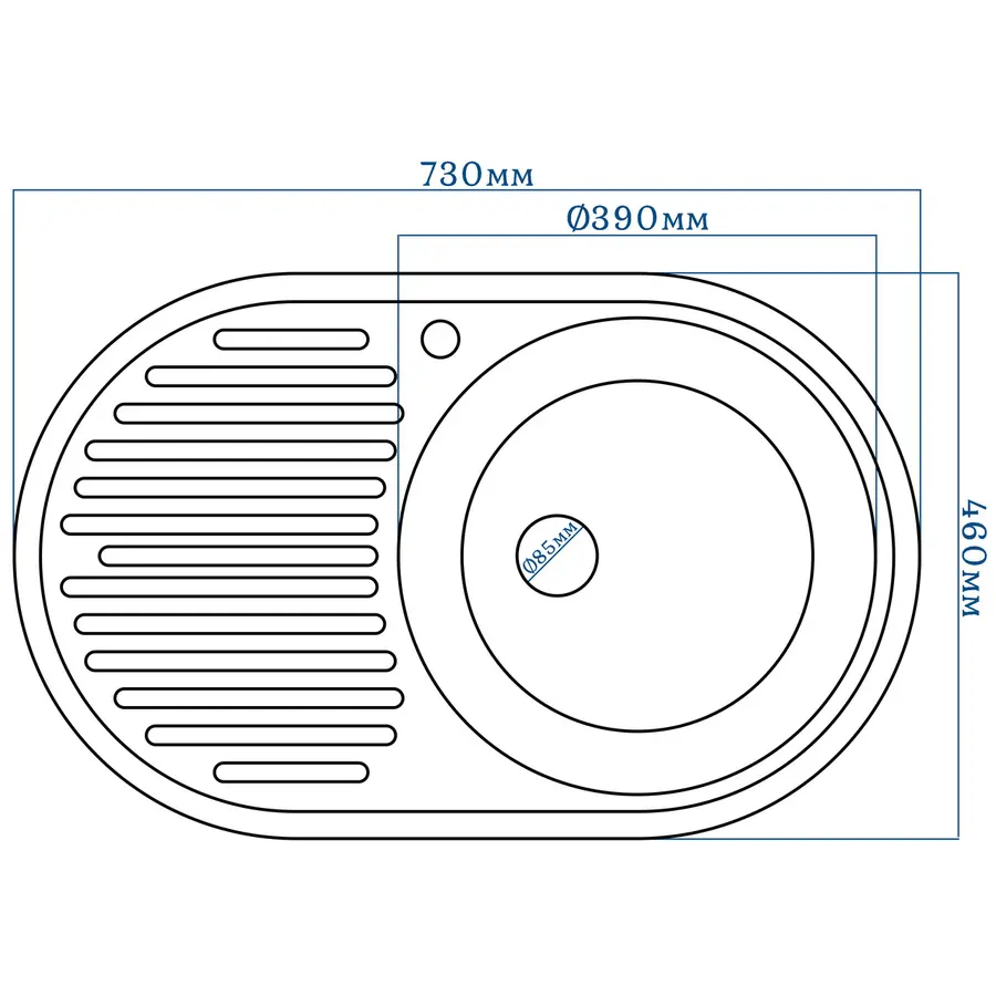 Гранітна кухонна мийка EcoLine 42L 730х460мм Сірий