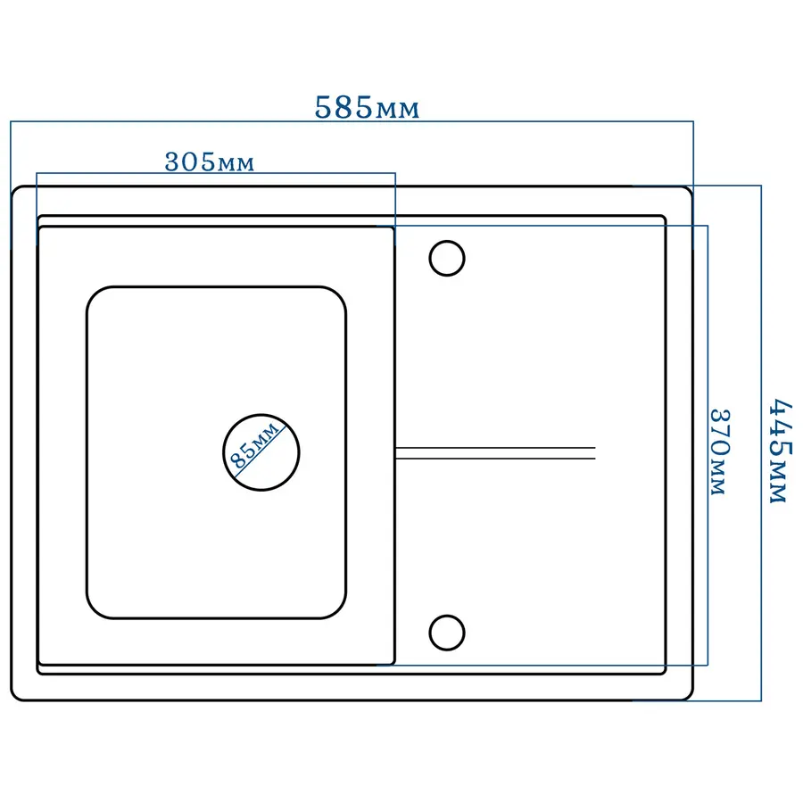 Гранітна кухонна мийка EcoLine 75D 585х445мм