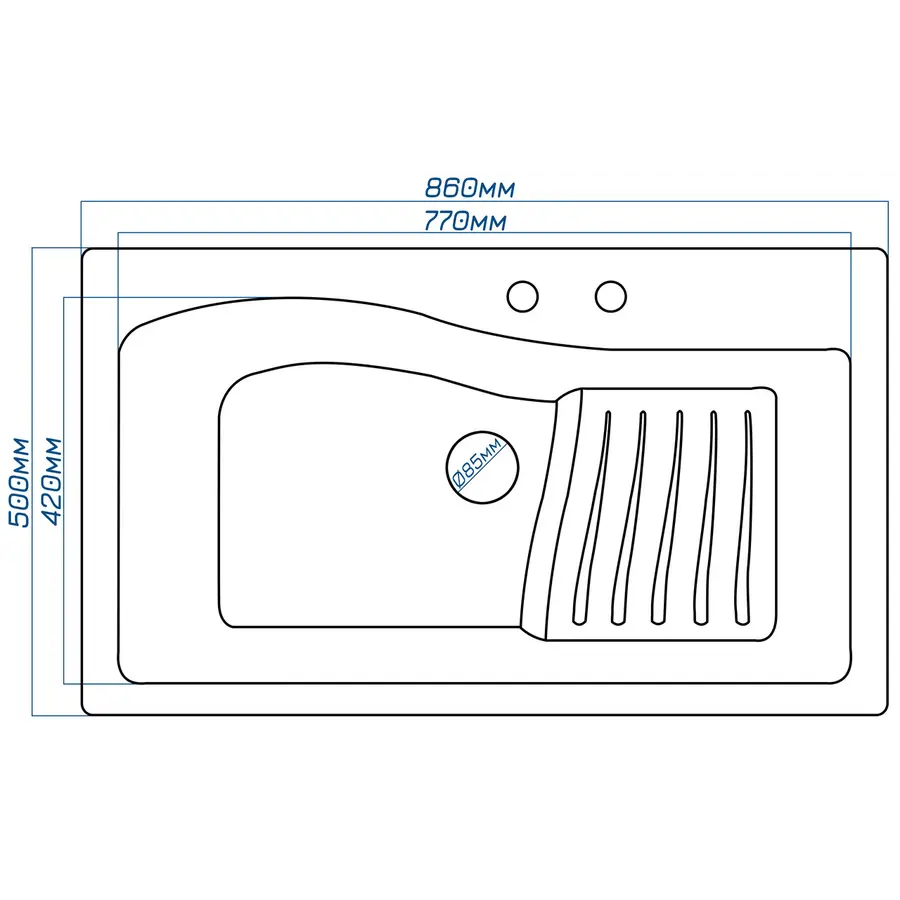 Гранітна кухонна мийка Valeti 22D 500x860 мм